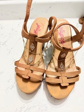 Jellypop Tan Strappy Sandal with Decorative Chains
